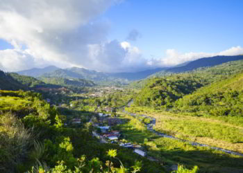 White clouds above town of Boquete, Panama