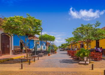 Colorful street in Granada Nicaragua