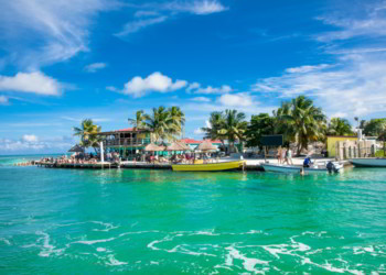 Beautiful Caribbean sight with turquoise water in Caye Caulker, Belize