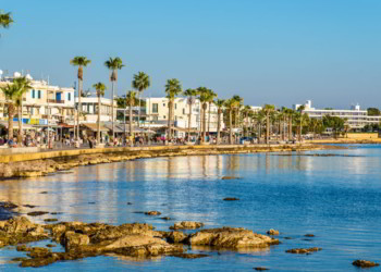 View of embankment at Paphos Harbour, Cyprus