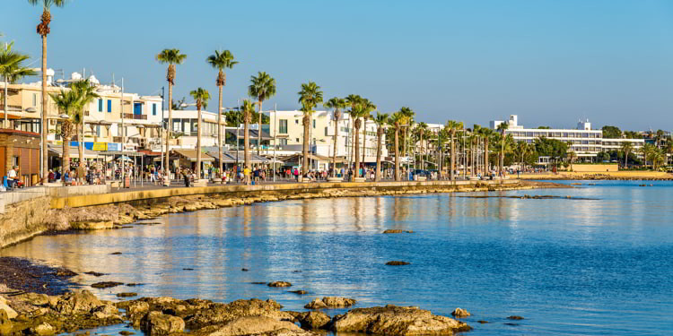 View of embankment at Paphos Harbour, Cyprus