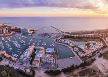 Panorama from the sky, tourist resort in Vilamoura, Portugal