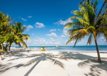 Beautiful Caribbean sight with turquoise water in Caye Caulker, Belize.