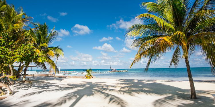 Beautiful Caribbean sight with turquoise water in Caye Caulker, Belize.