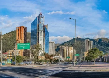 Panoramic View Of Street By Buildings In Bogota, Colombia