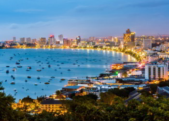 The most beautiful viewpoint of Pattaya Beach in Pattaya City, Thailand.