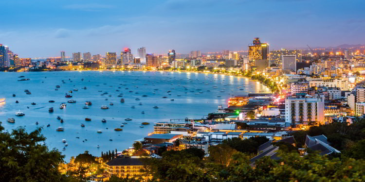 The most beautiful viewpoint of Pattaya Beach in Pattaya City, Thailand.