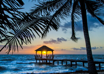 Sunrise in Palapa, Placencia, Belize.