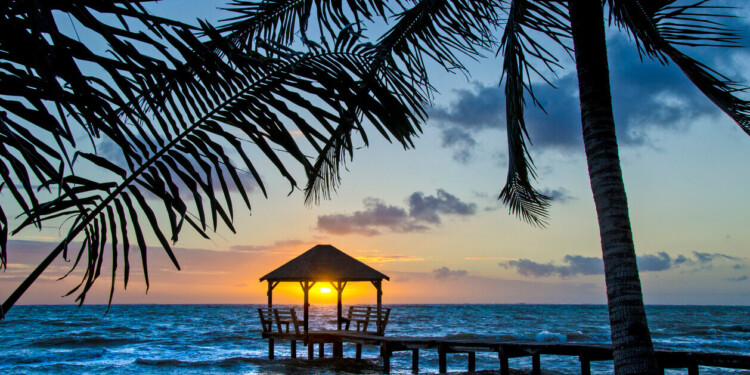 Sunrise in Palapa, Placencia, Belize.