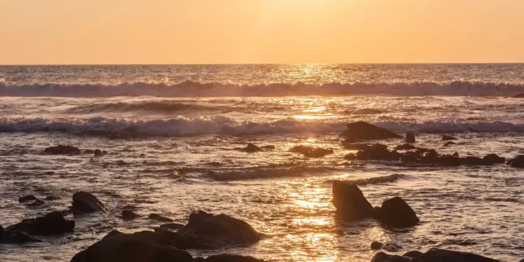 A beautiful beach during sunset. manta