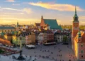 Warsaw, Royal castle and old town at sunset. second passport