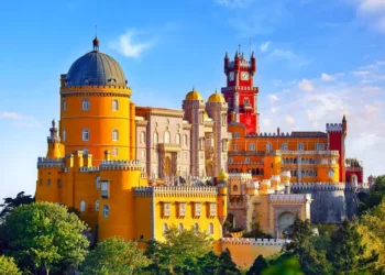 Panoramic view of old buildings in Portugal. taxes in Europe