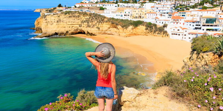 Woman tourist travel in Portugal