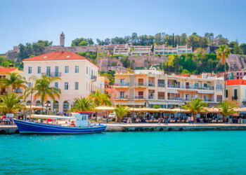 Panoramic view of the beautiful city of Nafplio, Greece