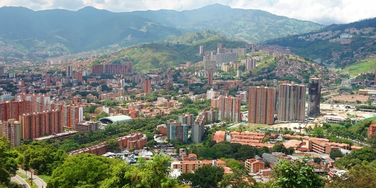 Panoramic view of the central area of the city of Medellin, Colombia.