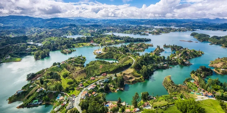 Panoramic view of Guatape, near Medellin, Colombia.