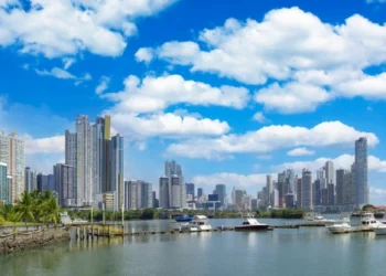 Panoramic view of skyline of Panama City downtown and financial center.