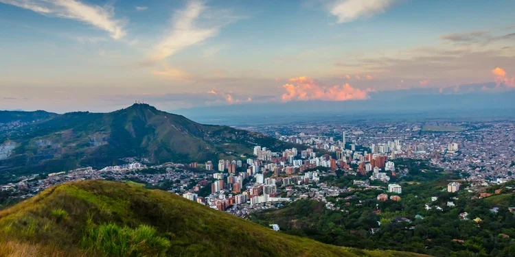 Sunset view of Cali, Colombia.