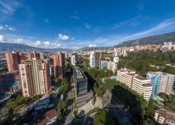 Panoramic Landscape Overlooking The Poblado From The New York Hotel Medellin, Colombia,