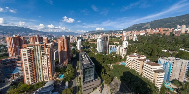 Panoramic Landscape Overlooking The Poblado From The New York Hotel Medellin, Colombia,