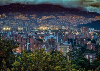 Night view of Medellin, Colombia. expat life medellin