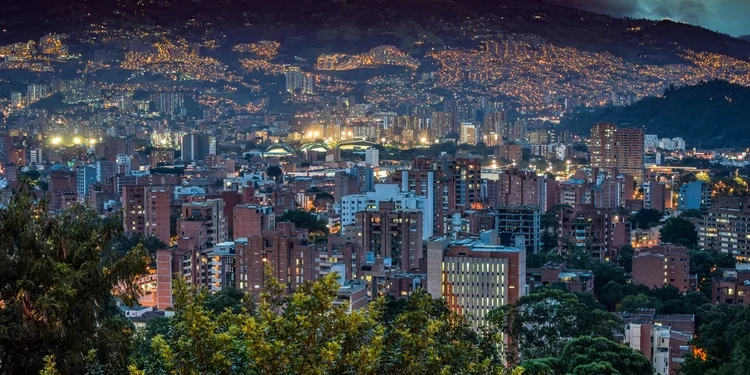 Night view of Medellin, Colombia. expat life medellin