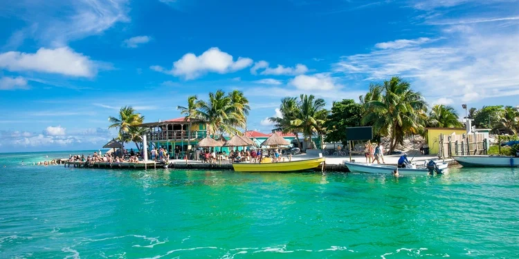 Beautiful caribbean sight with turquoise water in Caye Caulker, Belize. expat life belize