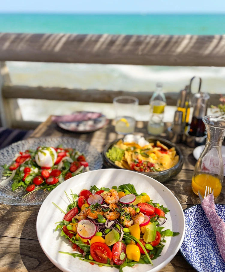 Lunch with a fantastic view to the blue sea