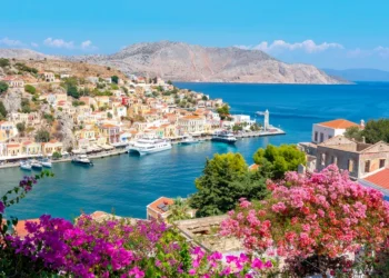 Symi town cityscape, Dodecanese islands, Greece. moving to greece