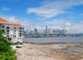 A view of Casco Viejo, Panama City, Panama. Blue skies and shoreline view. overseas haven