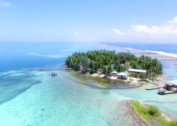 aerial view of tobacco cay in belize