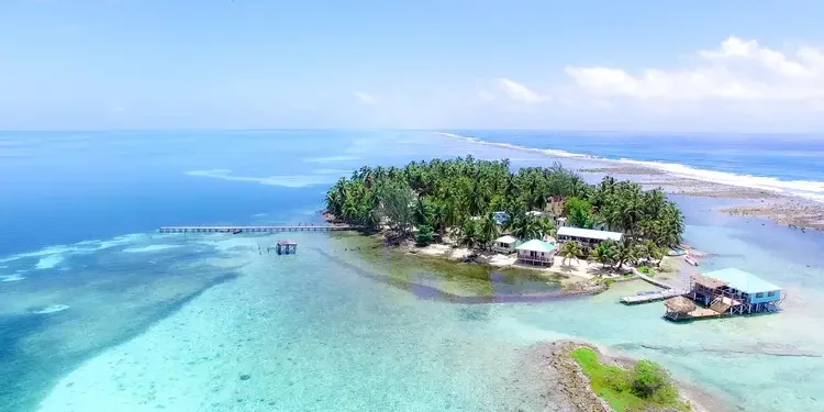 aerial view of tobacco cay in belize