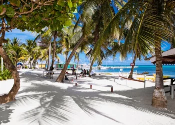 Beautiful caribbean sight with turquoise water in San Pedro, Belize. Live in Belize