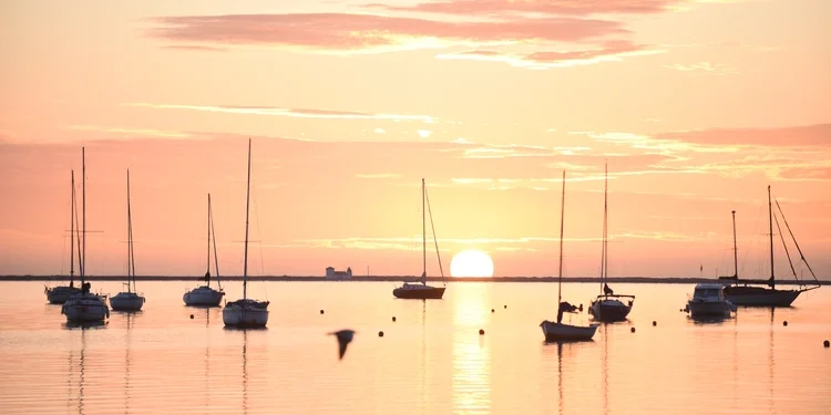 Sunset in Mar Menor, Costa Calida, Spain. seaside town