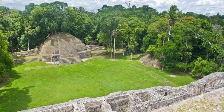 Caana pyramid at Caracol archeological site of Mayan civilization in Belize