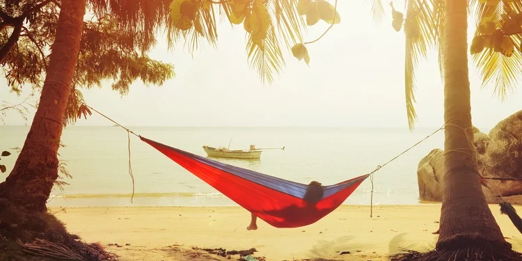 A person is enjoying the sunset in front of the sea.