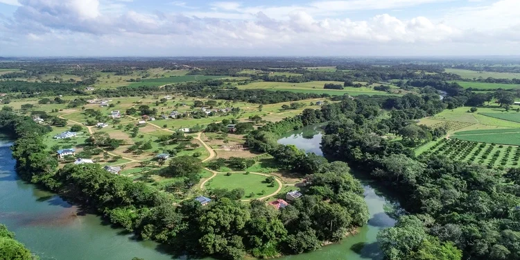 Aerial view of Carmelita Gardens in Belize