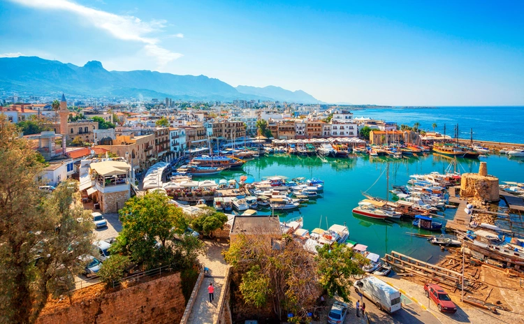 Kyrenia (Girne) old harbor on the northern coast of Cyprus. climate in cyprus