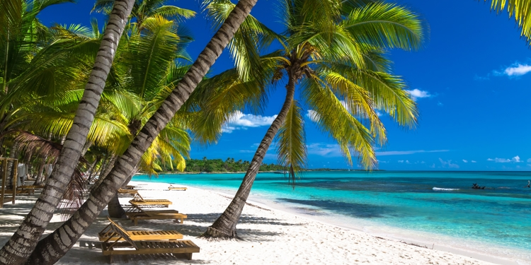 Tropical beach in caribbean sea, Saona island, Dominican Republic