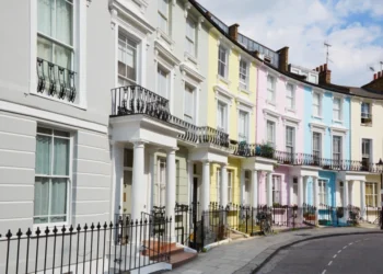 Colorful London houses in Primrose hill, english architecture