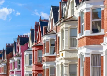 ypical English terraced houses in West Hampstead, London