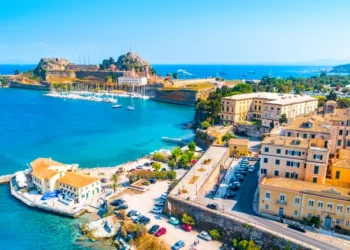 Aerial view of Corfu Greece