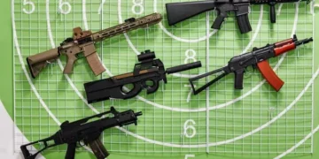 Weapons in the shooting range. Gun Laws