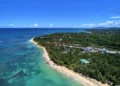 Aerial view of Ballenas Beach in Las Terrenas, Dominican Republic