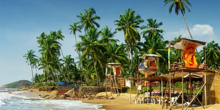 Sunny day in a beach in Goa, India