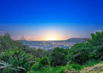 Panorama view of Chiangmai Chiang Mai city taken from Doi Suthep Mountains.