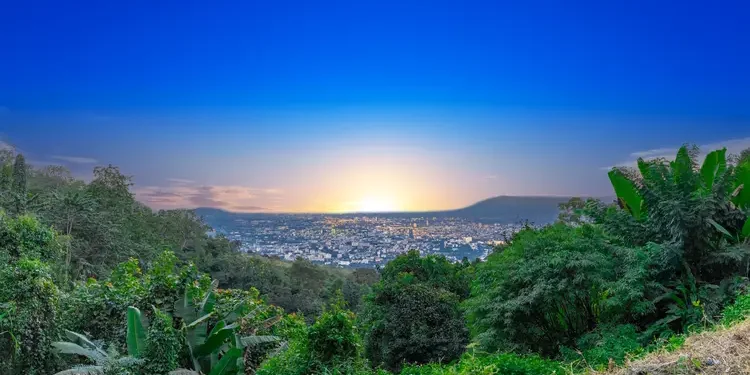 Panorama view of Chiangmai Chiang Mai city taken from Doi Suthep Mountains.