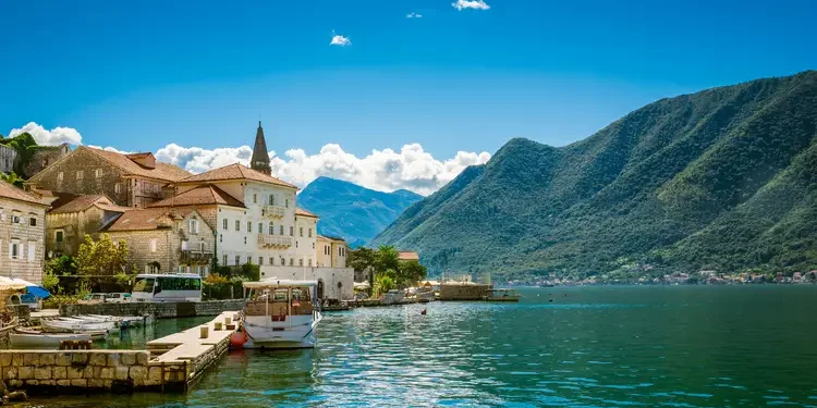 Harbour in Perast at Boka Kotor bay (Boka Kotorska), Montenegro, Europe