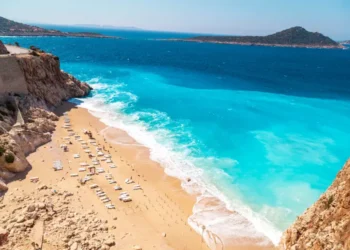 Top view of Kaputas Beach between Kas and Kalkan, Turkey.