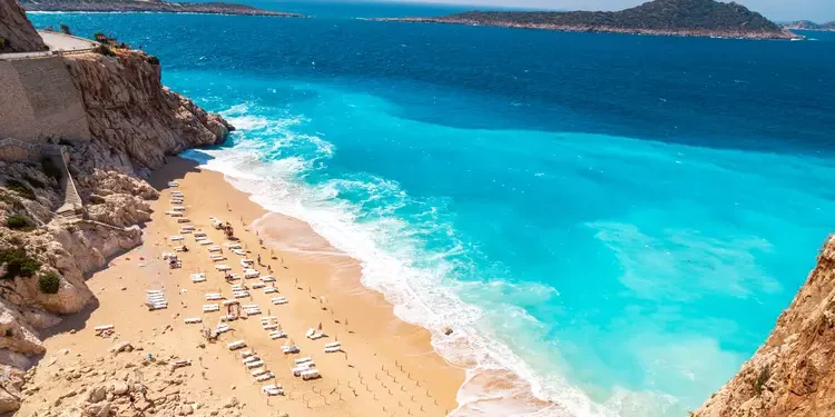 Top view of Kaputas Beach between Kas and Kalkan, Turkey.